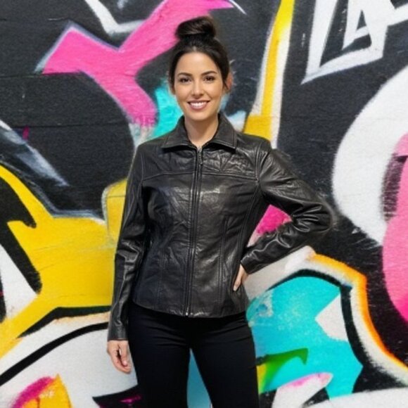 Avanti Vintage Motorcycle Genuine Leather Jacket Full Zip Collared Biker Coat - Picture 1 of 11